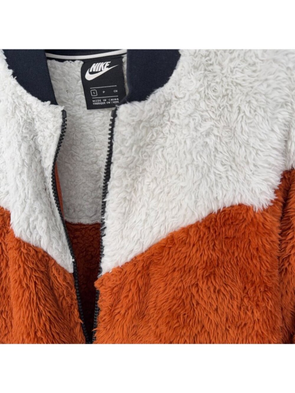Nike Women's "Wolf" Sherpa Sport Fleece Bomber Jacket Orange Cream Women's Small - Picture 4 of 8